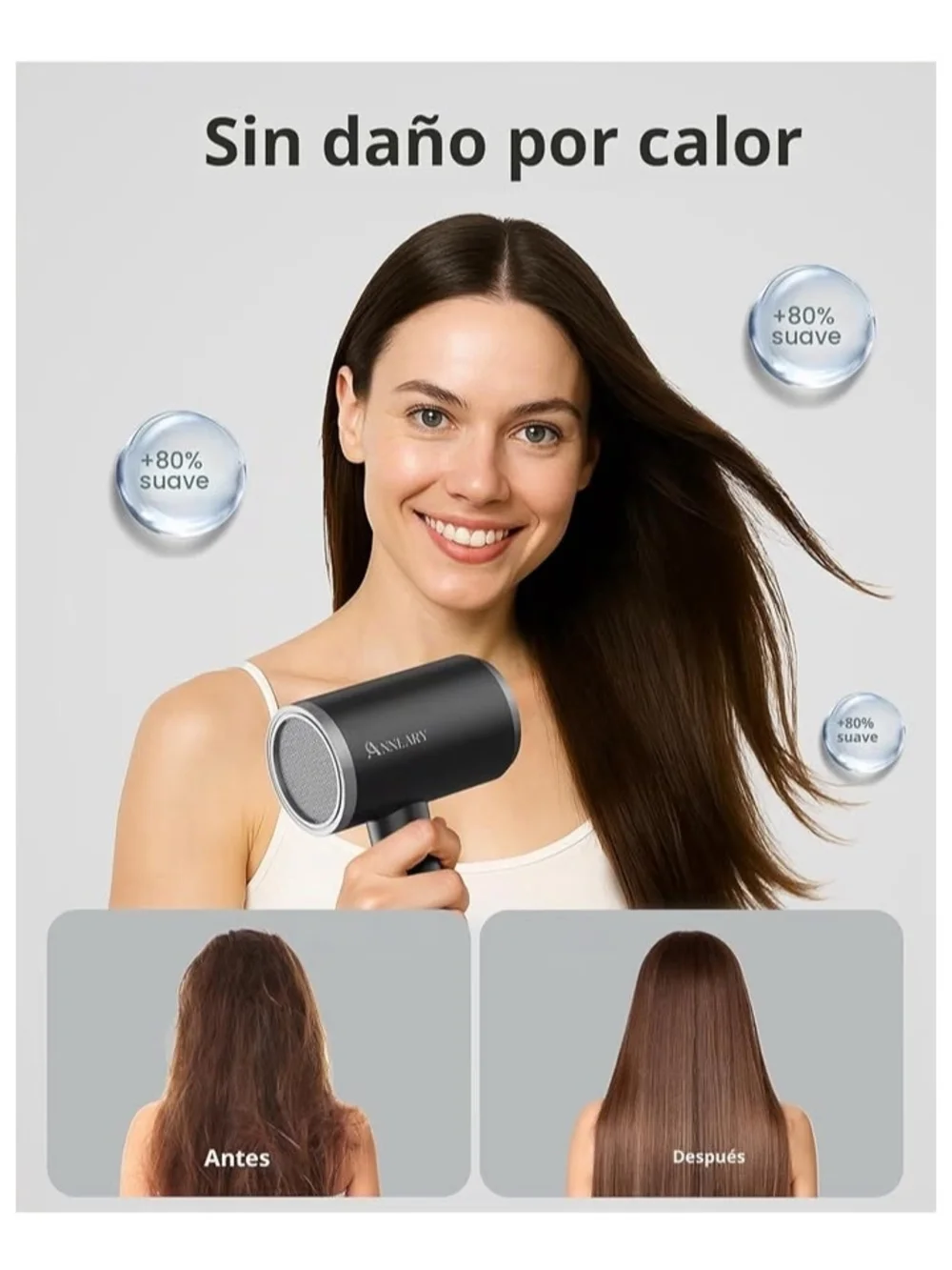 Amazon Black Compact Hair Dryer with Diffuser & Nozzle Attachments